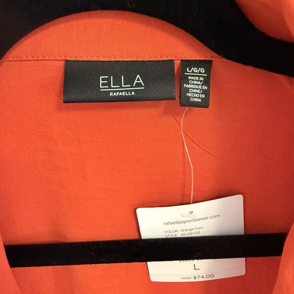 Ella Rafaella Windsor Orange Relaxed Open Front Blazer Cardigan NWT Large - Picture 5 of 8